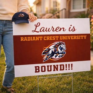 2026 College Bound Yard Sign, Personalized University Bound Gift, Custom School Logo Graduate Sign, Class of 2026 Senior Graduation Decor