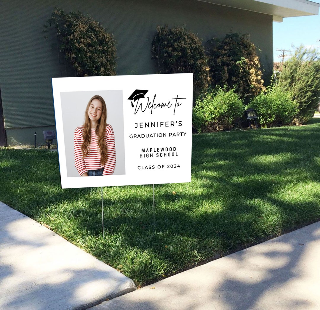 Picket Signs For Graduation Graduate Party Decor With Photo, Graduation Welcome Yard Sign ...