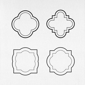 Quatrefoil Shape Cliparts, Frame Svg, Monogram Svg, Outline, Border png,pdf