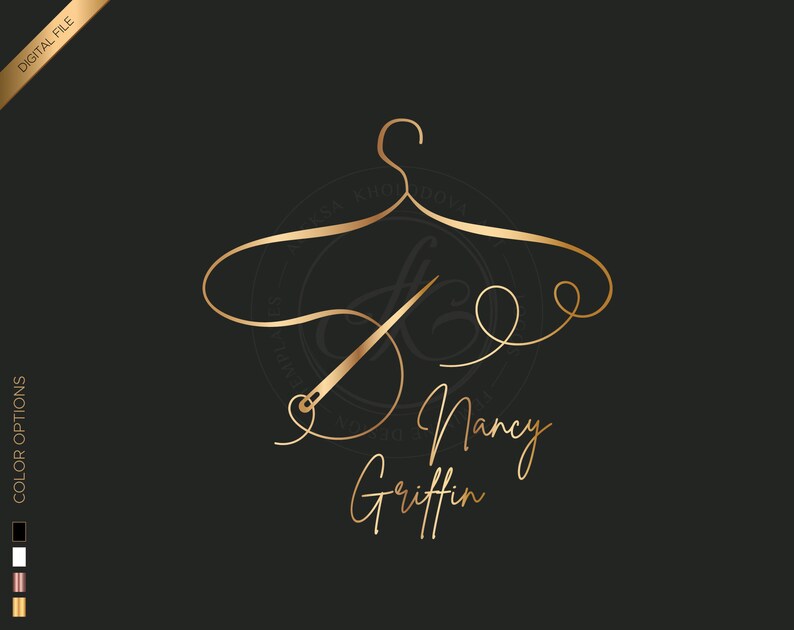 Premade clothes hanger logo with thread and needle / DIGITAL | Etsy