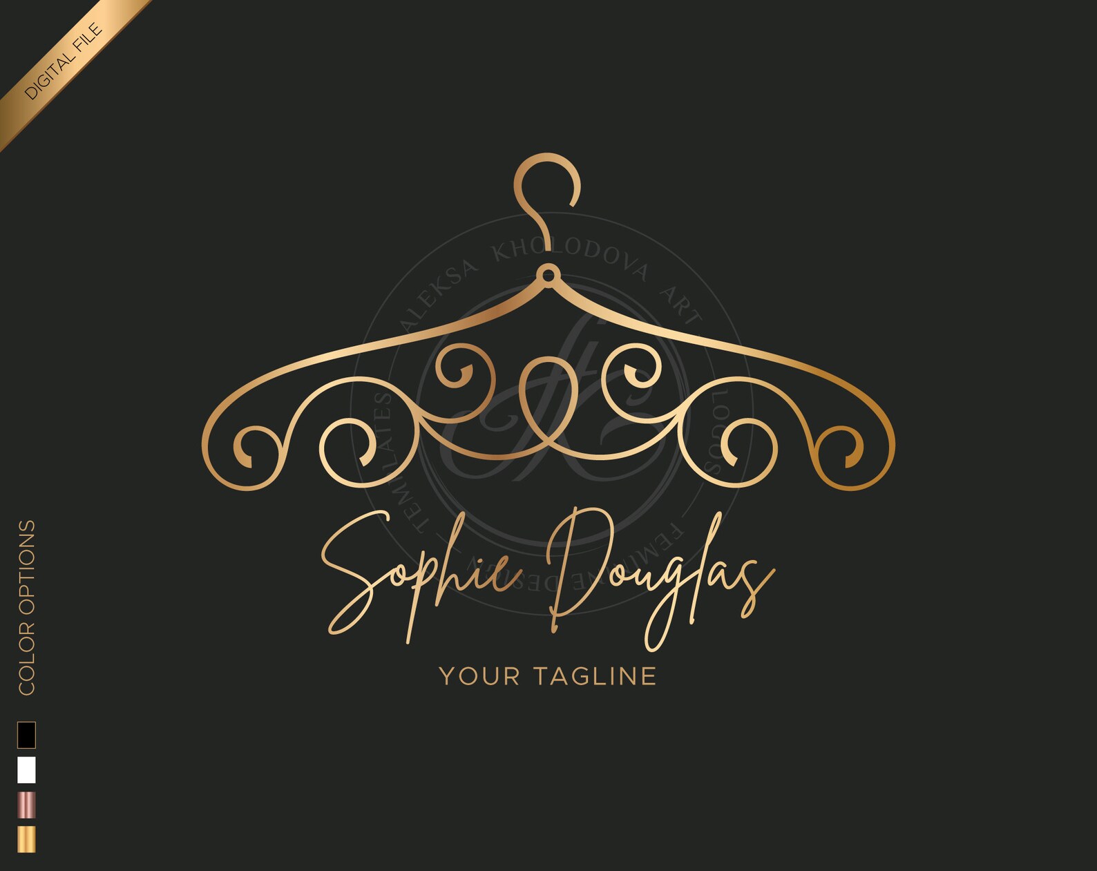 Premade Clothes Hanger Logo With Gold Ornament / DIGITAL Etsy