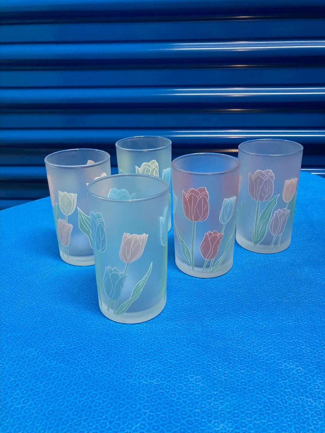 5 Frosted Tulip Glasses Etsy UK