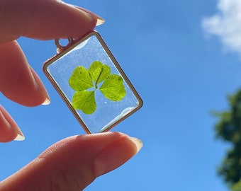 Rectangle Shape Four-Leaf Clover Necklace