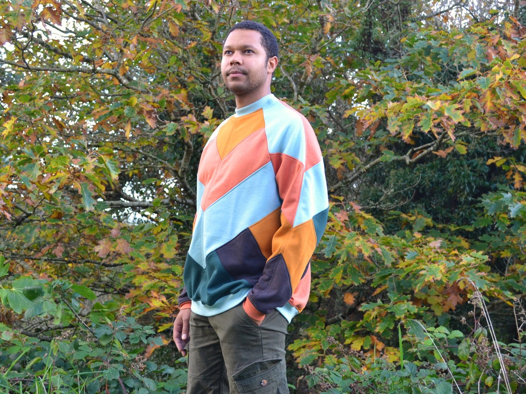 Patchwork Sweatshirt Upcycled Sweatshirt Earthy Tones Crewneck - Etsy