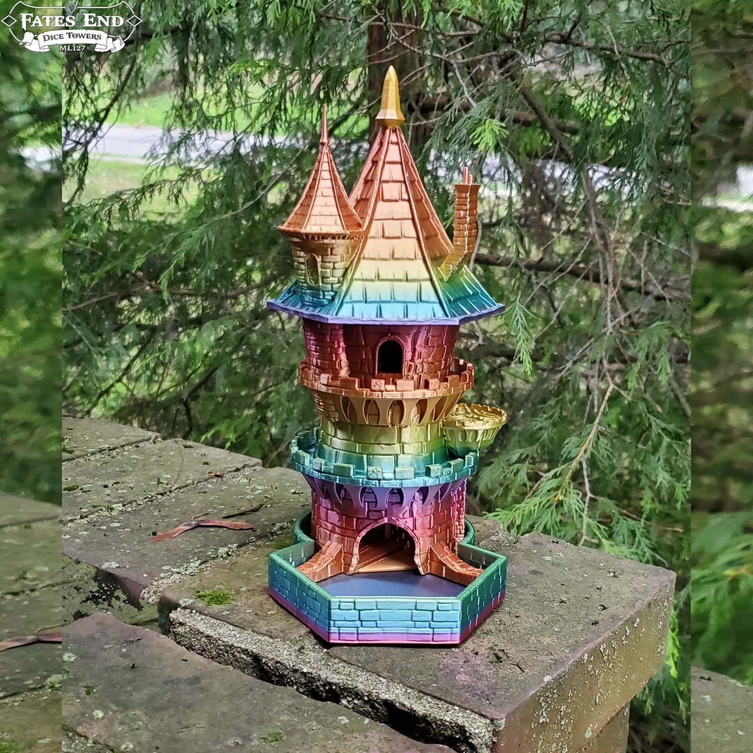 Dice Tower Wizard Style Silky Rainbow Etsy