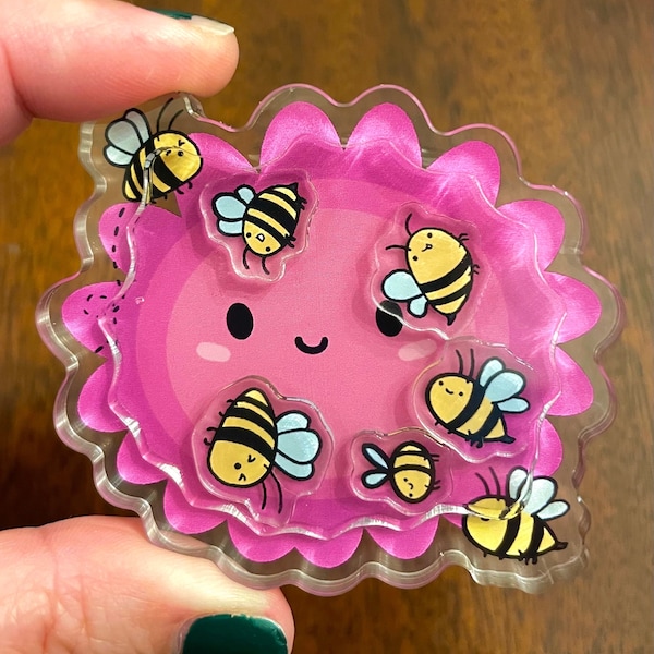 Cute Bumble Bee Shaker Badge Reel