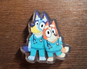 Nurse “Blue dog” Badge Reel slide clip