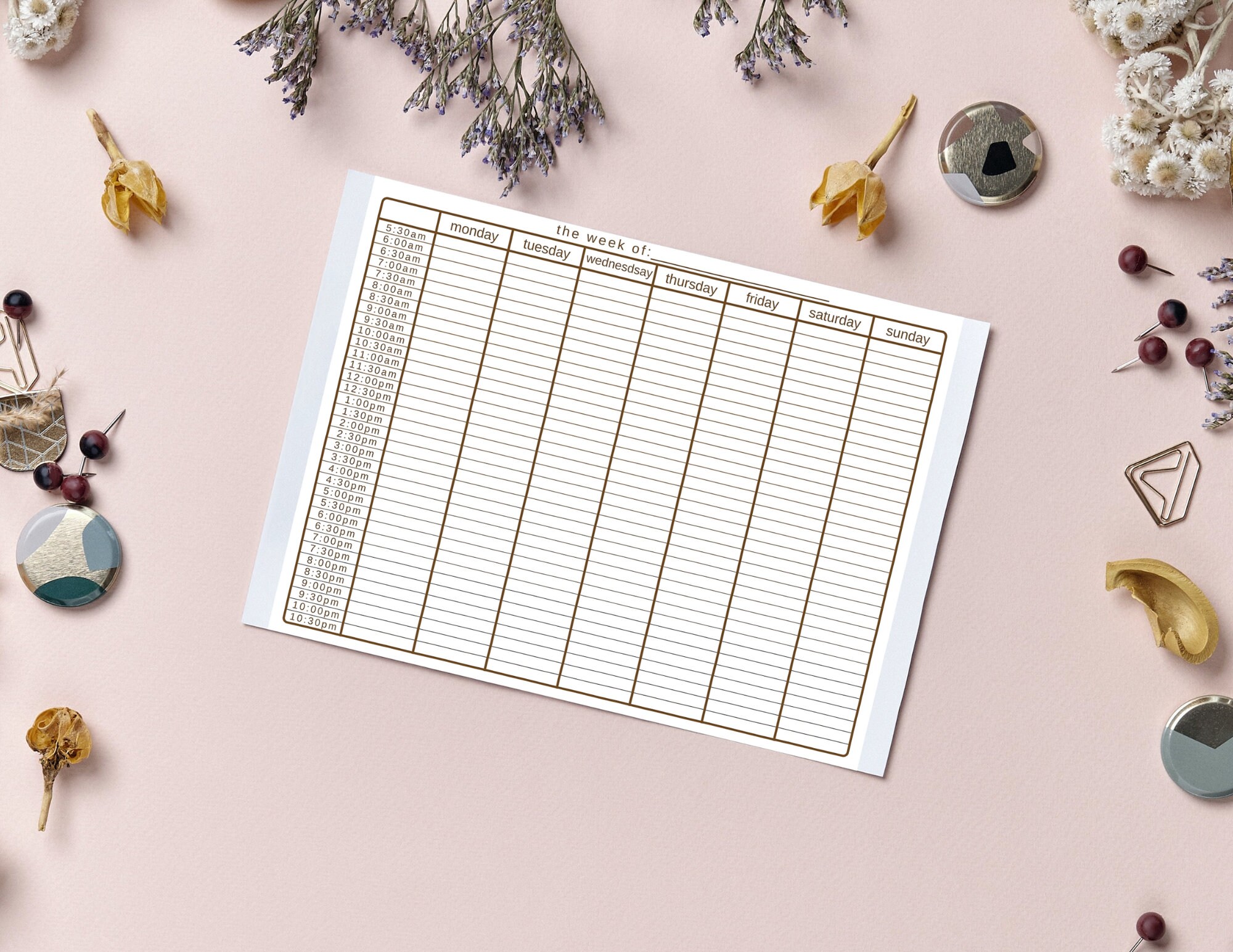 Block Schedule Weekly Planner Template, Minimalist, Instant Download ...