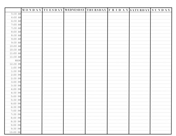 block schedule weekly planner template etsy