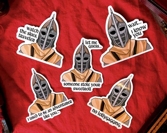 Skyrim Guard Stickers! - cute, gaming, stickers, gamer, geeky, nerdy, elder scrolls, guard, funny, sweetroll, arrow