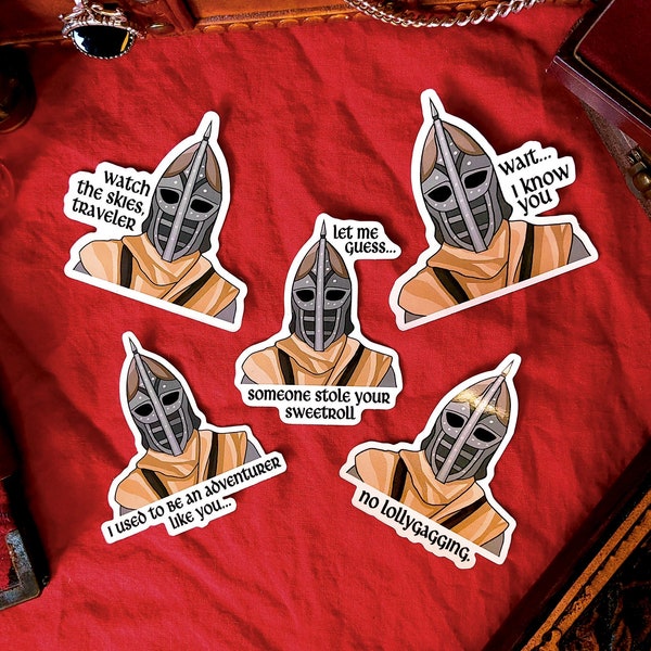 Skyrim Guard Stickers! - cute, gaming, stickers, gamer, geeky, nerdy, elder scrolls, guard, funny, sweetroll, arrow