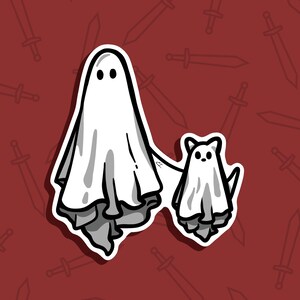Ghost Dog & Owner Sticker! - Cute, funny, joke, kawaii, gift for her, him, dog, pet, owner, animal, canine, doggy, ghost, dead