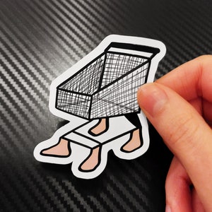 Trolley Friend Sticker! - Cute, funny, joke, kawaii, gift for her, him, trolley, cart, cursed, feet, cartoon
