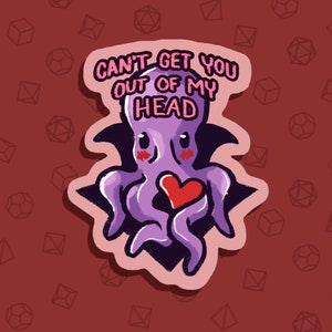 Adesivo amado Mind Flayer! - engraçado, presente, à prova d'água, geek, nerd, D&D, fofo, kawaii, fantasia, DnD, monstro, criatura, papel crítico, rpg