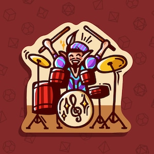 Etiqueta do baterista do bardo! - Presente engraçado à prova d'água geek nerd D&D fofo kawaii fantasia DnD papel crítico rpg bardo bateria classe percussão