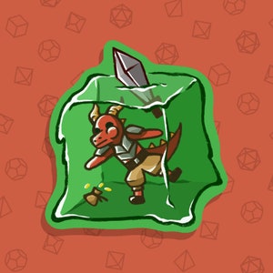 Adesivo Moggy, o Kobold! - engraçado, presente, à prova d'água, geek, nerd, D&D, fofo, kawaii, fantasia, DnD, monstro, criatura, papel crítico, rpg