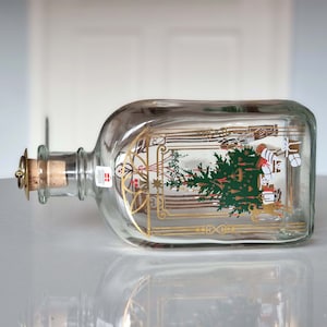 Lovely Holmegaard 1991 Christmas bottle, seasonal liquor decanter, vintage adult advent calendar bottle w Christmas preparations