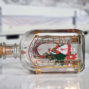 Lovely Holmegaard 1990 Christmas bottle, seasonal liquor decanter, vintage adult advent calendar bottle w Christmas tree