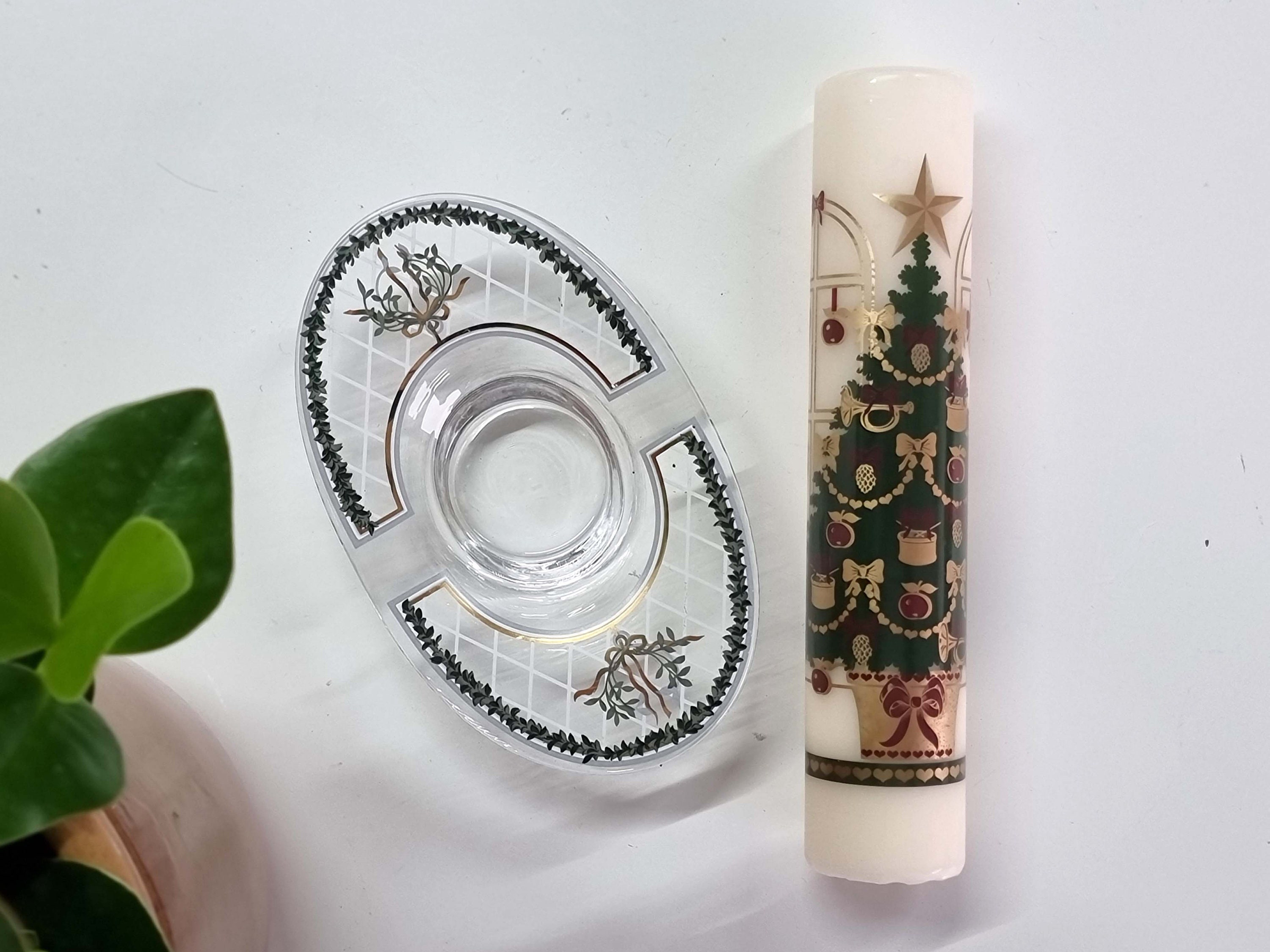 Holmegaard 2003 advent candle holder incl candle, seasonal vintage glass decor, Christmas count down, Danish hygge, Scandinavian decor