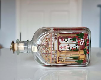 Lovely Holmegaard 1995 Christmas bottle, seasonal liquor decanter, vintage adult advent calendar bottle w Christmas preparations