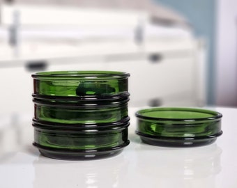 4 x Quistgaard green serving dishes, midcentury 50s modern design, flower vase, Scandinavian stoneware, nordic display