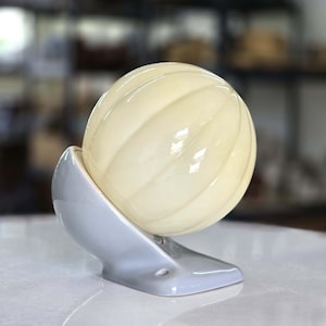 RARE IFÖ 60s vintage bathroom light, yellow glass /gray porcelain wall-hung lamp, Swedish midcentury modern light, feminine Nordic interior
