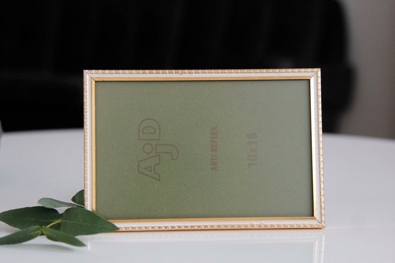 4x6 Mid-sized 50s vintage picture frame made in Denmark 10x15 cm unique desk acessories AJD gold brass photo display