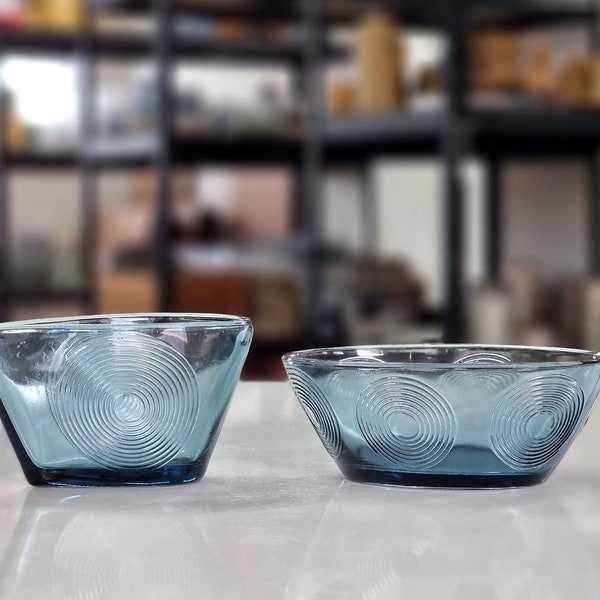 Vintage 'Skjold' creamer & sugar bowl by Per Lütken for Holmegaard, 1950s mcm Danish modern , Scandinavian collectible retro glassware