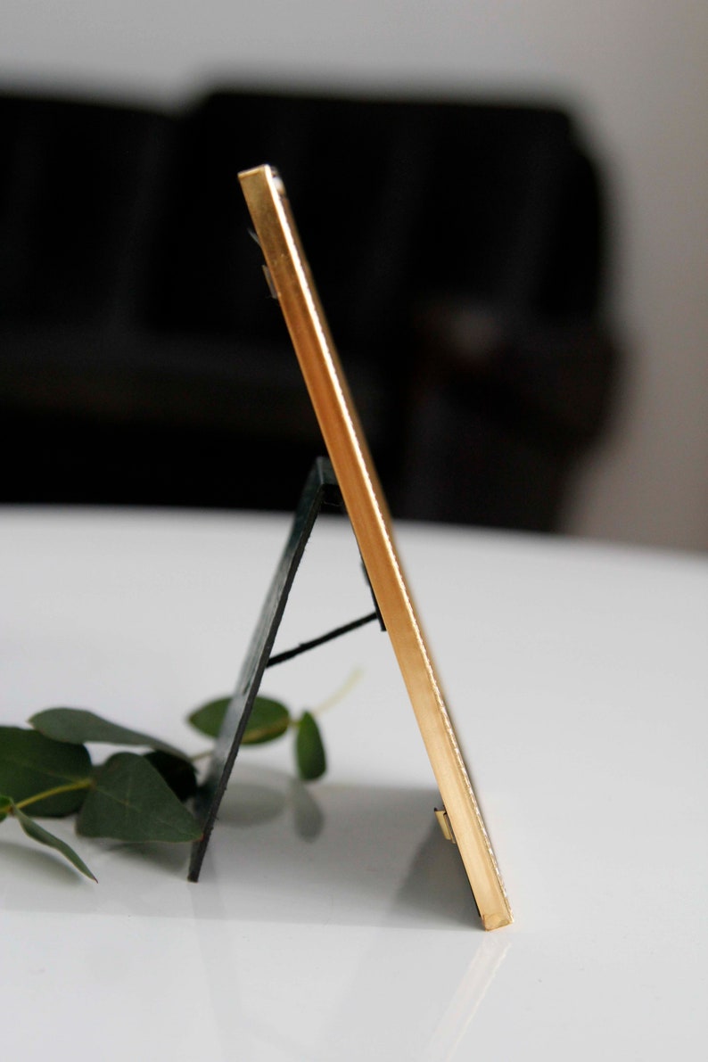 4x6 Mid-sized 50s vintage picture frame made in Denmark 10x15 cm unique desk acessories AJD gold brass photo display