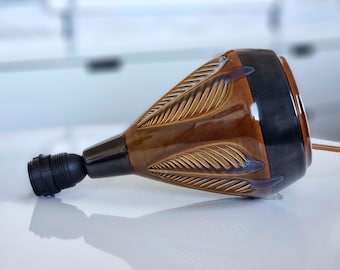 Extravagant, retro table lamp by Einar Johansen for Soholm, brown and blue drip glaze, 60s Danish mid-century modern ceramic lamp