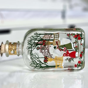 Lovely Holmegaard 1997 Christmas bottle, seasonal liquor decanter, vintage adult advent calendar bottle w Christmas preparations