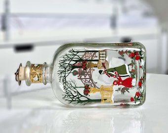 Lovely Holmegaard 1997 Christmas bottle, seasonal liquor decanter, vintage adult advent calendar bottle w Christmas preparations