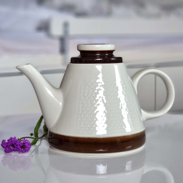 Olle Alberius 'Forma' teapot for Swedish Rorstrand, 60s Scandinavian vintage tableware, Nordic ceramic serveware, midcentury  modern