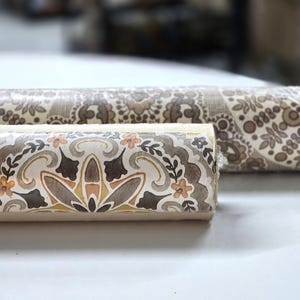 2 rotoli di carta da parati vintage anni '70, decorazione murale retrò floreale, marrone, arancione, stanza gialla, scandinavo moderno di metà secolo, design danese