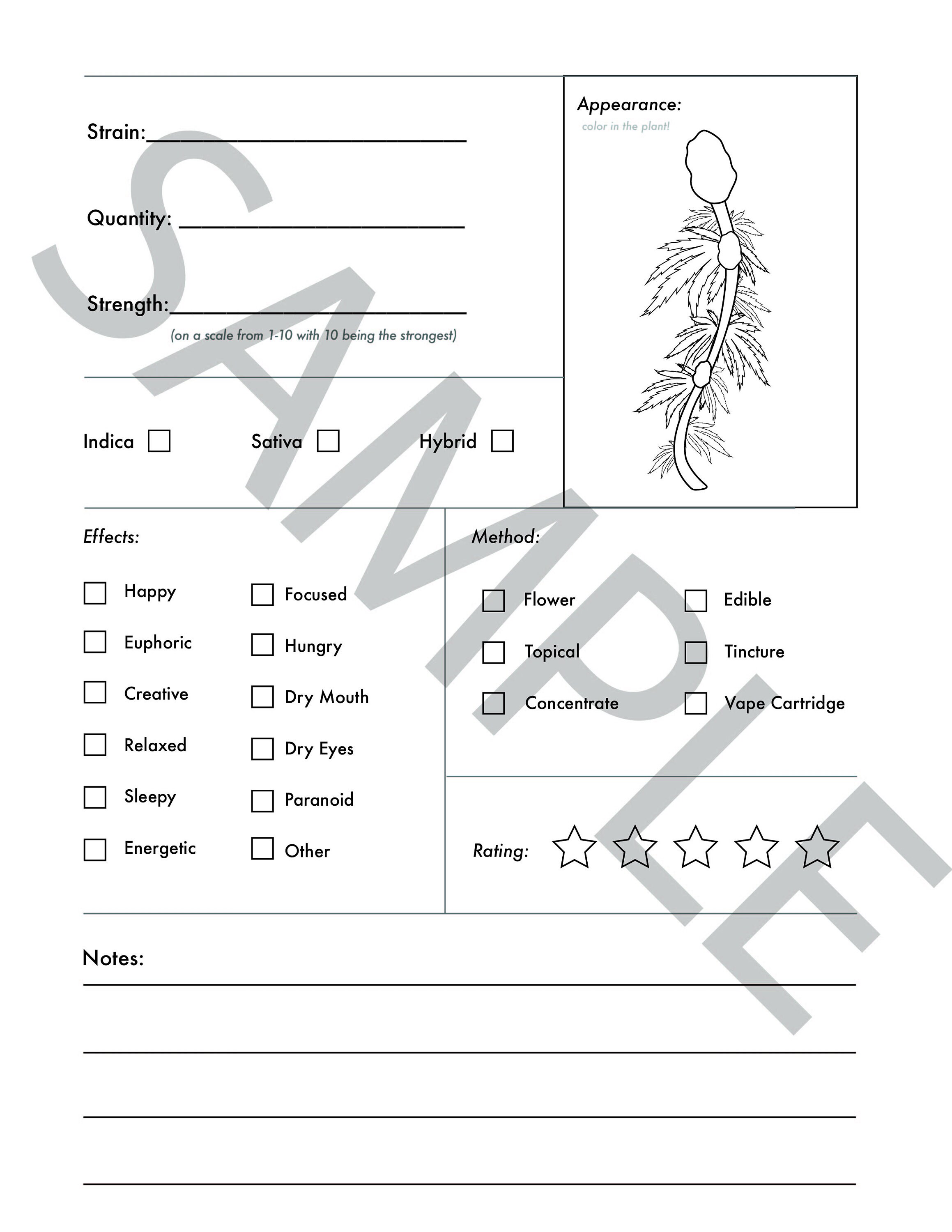 Printable Cannabis Journal Strain Tracker Digital Download Etsy France