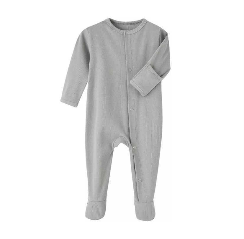 Baby footed ribbed romper sleepers pajamas with mittens Etsy