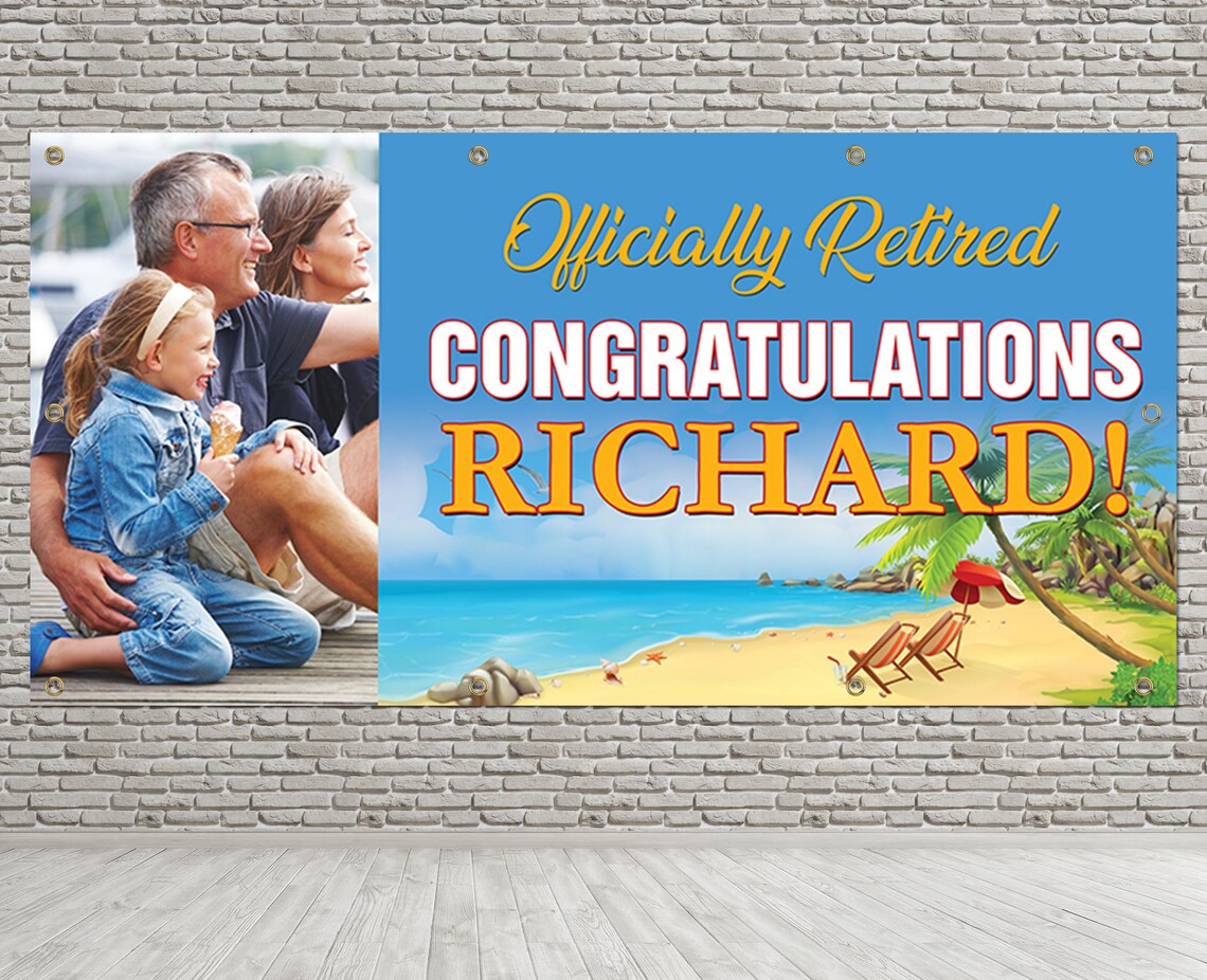 Retirement Vinyl Banner Personalized Printed Banner Party Etsy
