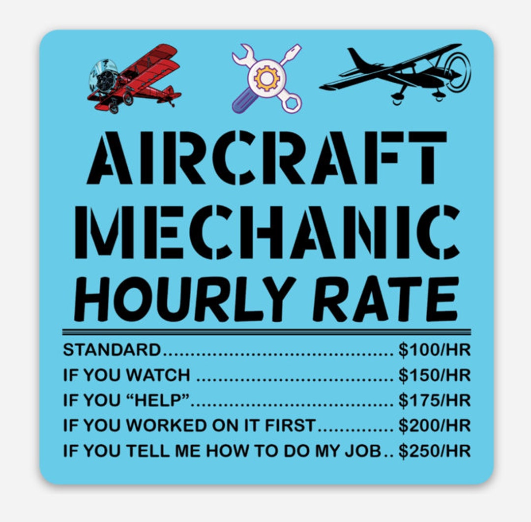 Aircraft Mechanic Hourly Rates 3x3 Etsy
