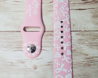 Breast Cancer Warrior Laser Engraved Watch Band