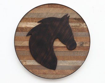 Horse Head reclaimed wood wall art,   Farm house decor, horse head wall art,