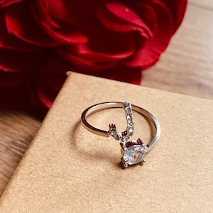 Anillo inicial, anillo con inicial, anillo con nombre y letra, anillo inicial de plata, anillo delicado, personalizado, anillo con diamante, letra g