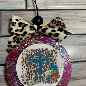 Leopard Cross Round Freshie Air Freshener Car Scents Candle Accessory Wholesale Freshies