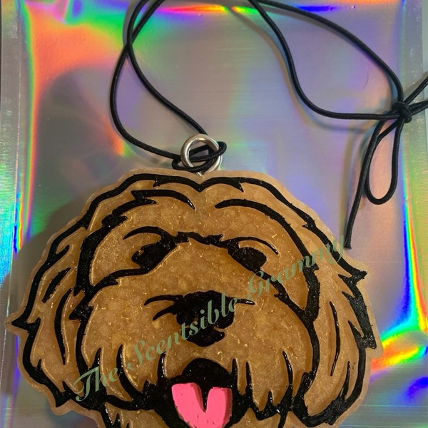 Golden Doodle Car Freshie Large Air Freshener For Car Aroma Bead Doodle