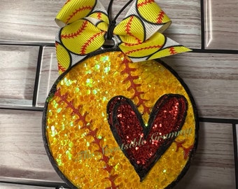 Glittery Baseball or Softball Car Freshie Large Air Freshener For Car Aroma Bead