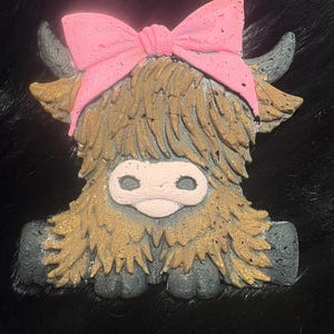 Highland Cow with Bow Car Freshie Large Air Freshener For Car Aroma Bead Farm image 1