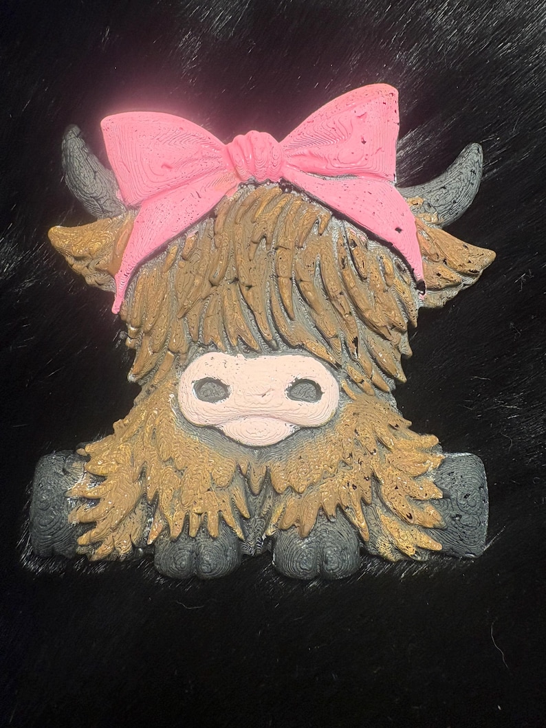 Highland Cow with Bow Car Freshie Large Air Freshener For Car Aroma Bead Farm image 1