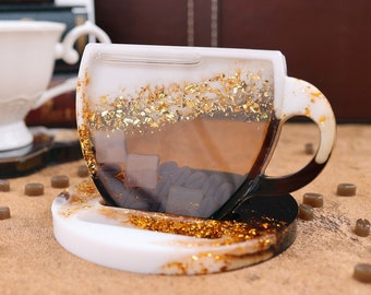Coffee Cup Shaker Mold-Cup Shaker Resin Mold-Coffee Cup Coaster Mold-Coffee Lemon Slices Mold-Round Coaster Base Mold-Epoxy Resin Cup Mold