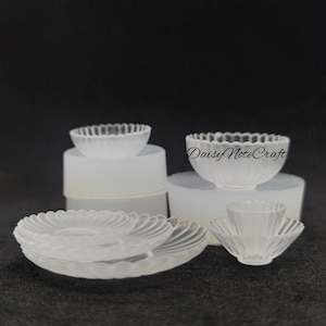 7 styles Miniature Dish silicone mold-mini Dollhouse Plate Mold resin mold-mini tableware mold-Dollhouse miniature plate model mold