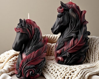 Embossed horse head candle silicone mold-horse head concrete plaster mold-epoxy resin horse ornament mold-silicone mold for home decoration