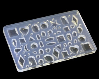 Diamond Nail Art Resin Molds Nail Patch Silicone Mold Epoxy Nail Charm Mold Irregular gems Star Heart Teardrop Nail Decoration Mould